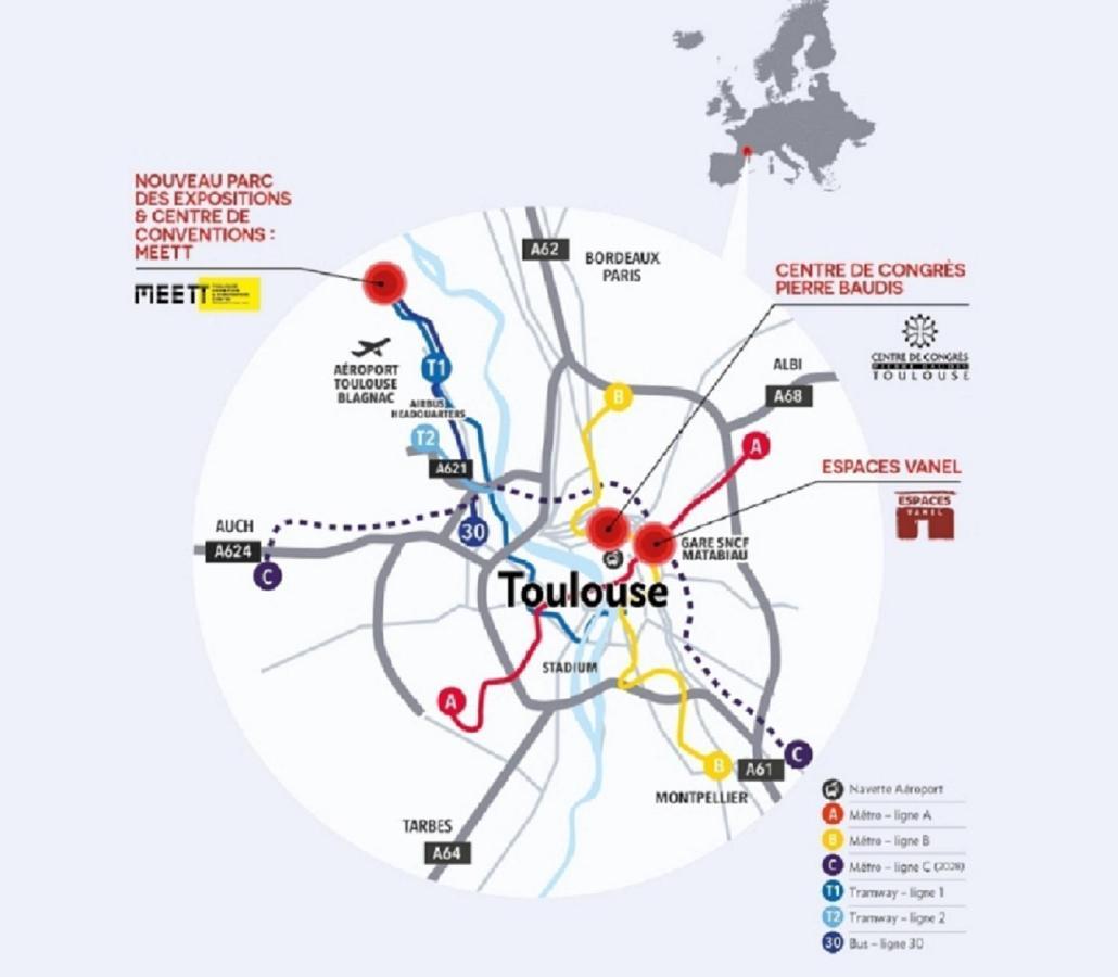 :) Spacieux T4 Aeroport, Ensoleille, Deco Soignee Blagnac Ngoại thất bức ảnh
